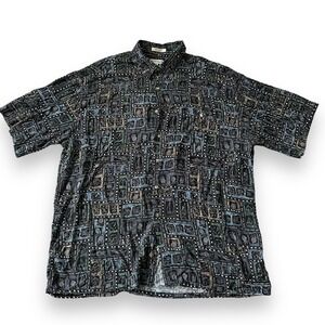 Pierre Cardin Button Down Tropical Shirt Size XL Hawaiian Pineapple Fish Boat